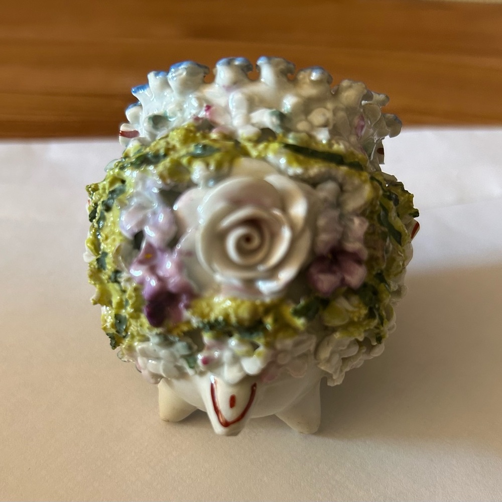 Early German Elfinware Applied Floral Toothpick Holder c 1920 - Antique Original